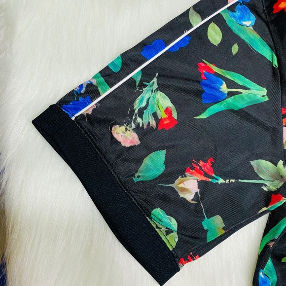 Adidas Floral Dress Athleisure Streetwear Y2K Black Print Mini Tunic New - Picture 9 of 12